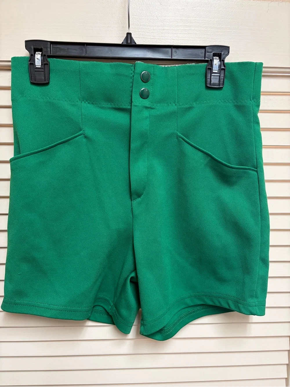 VTG BIKE Athletic C900 Shorts Mens M Green USA Made 80s Coach Gym Polyester Snap